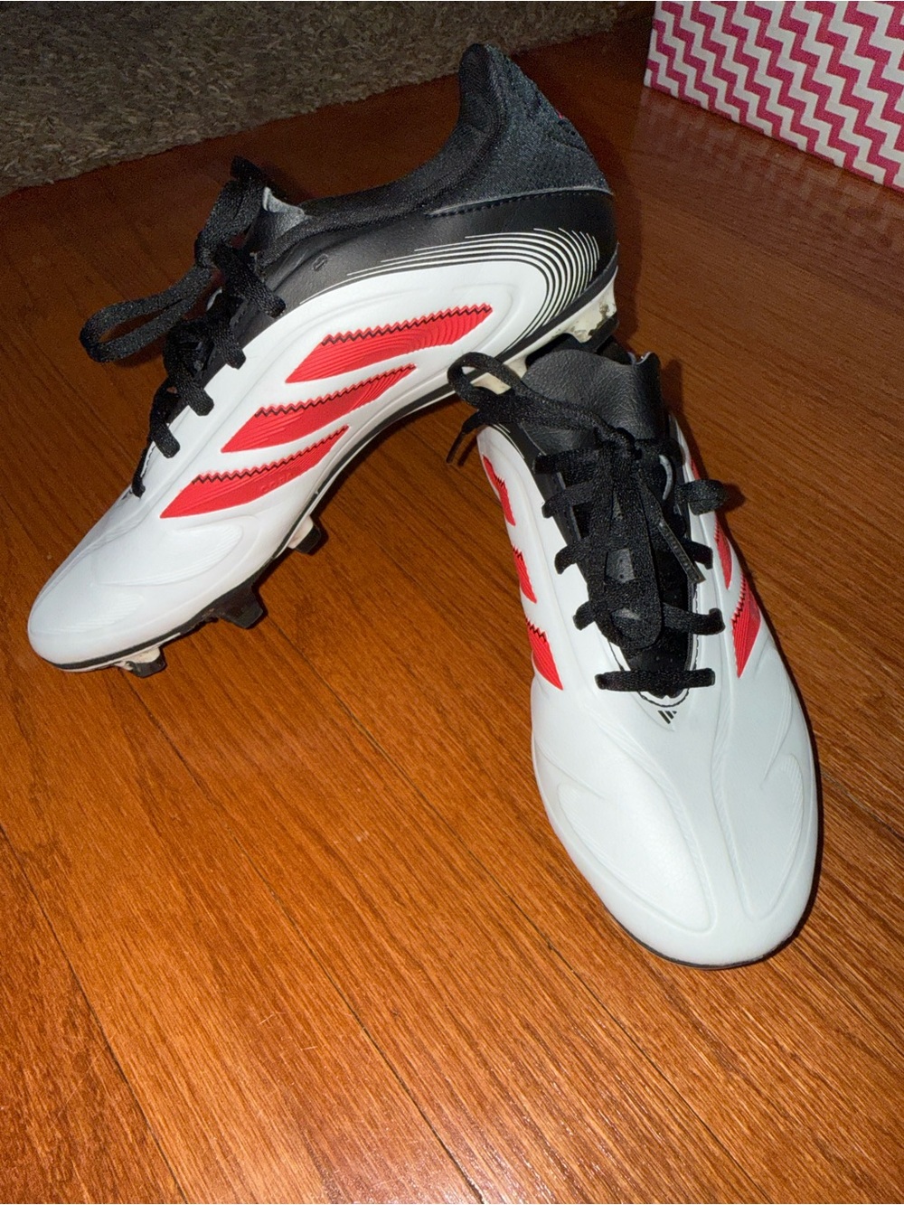 Adidas youth 6.5 White & Red Soccer Cleats